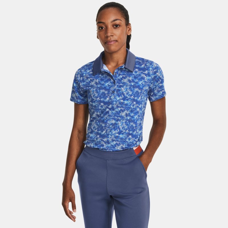 Women's Under Armour Playoff Printed Polo Hushed Blue / Water / Metallic Silver L